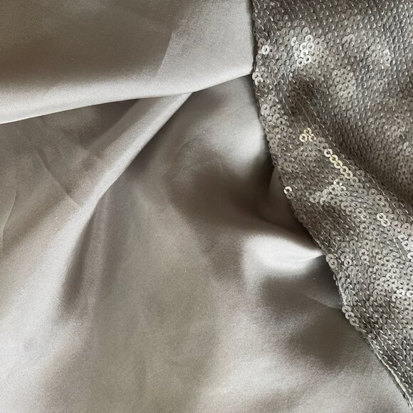 Grey/silver Eileen Fisher sequined silk top, size large - Picture 3 of 6